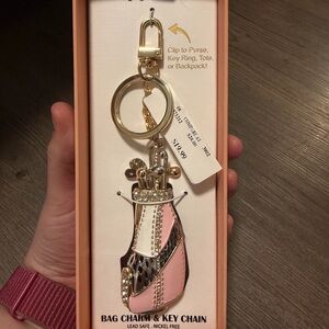 Pink and Gold Golf Bag Charm Keychain